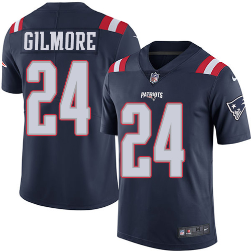Nike Patriots #24 Stephon Gilmore Navy Blue Men's Stitched NFL Limited Rush Jersey